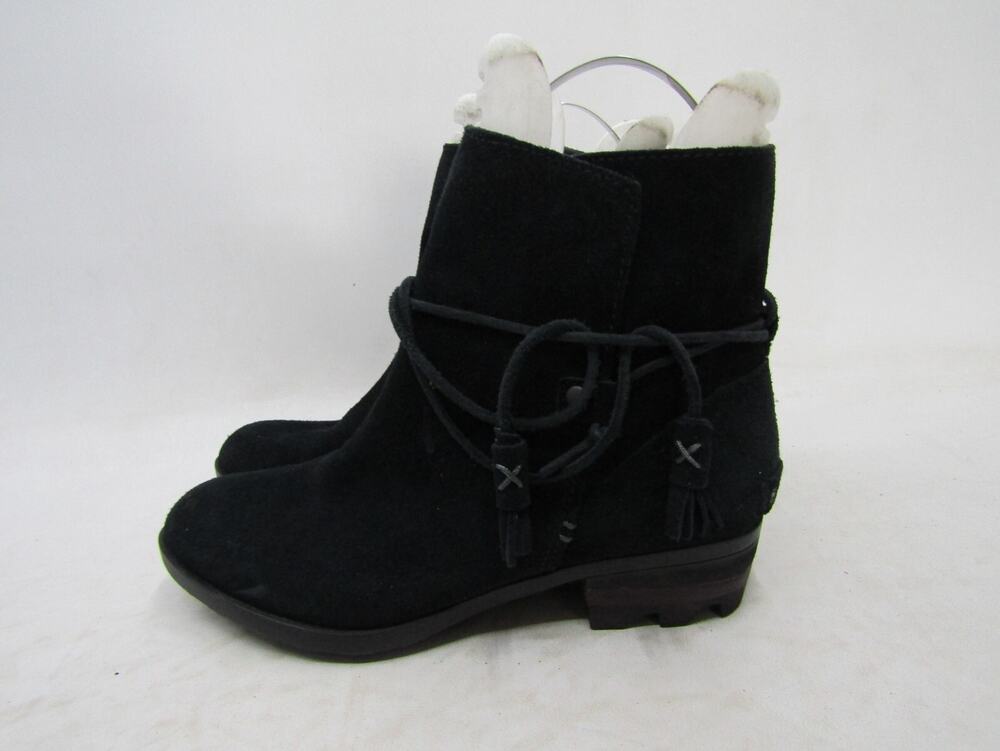 Sorel Womens Size 8 M Black Suede Ankle Boots Booties